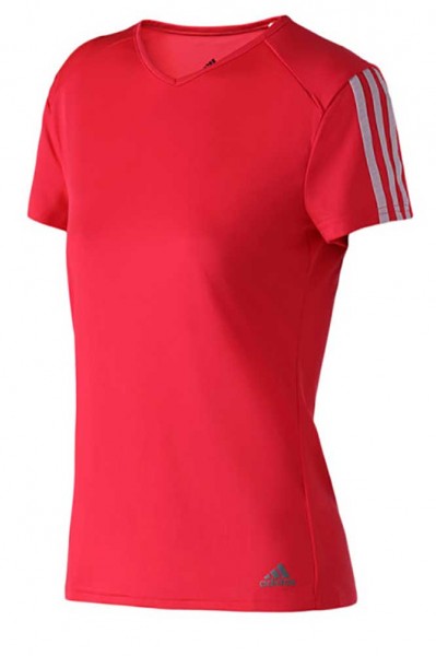 adidas Run It, Laufshirt, Regular Fit T-Shirt, V-Ausschnitt, Damen, Rot DX2020