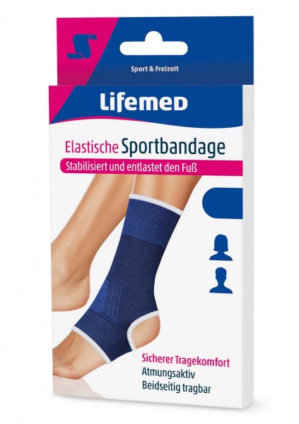 Elastische Sportbandage blau "Fußgelenkschutz" Größe S, M, L, XL